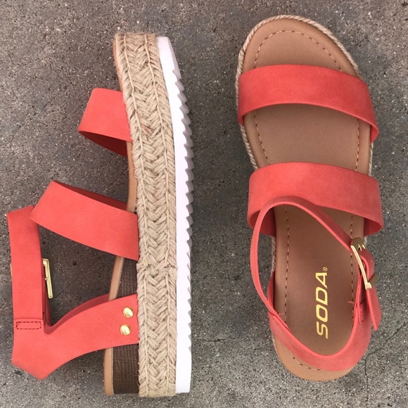 New! BRYCE Coral Flatform Espadrille Sandal - Picture 7 of 8